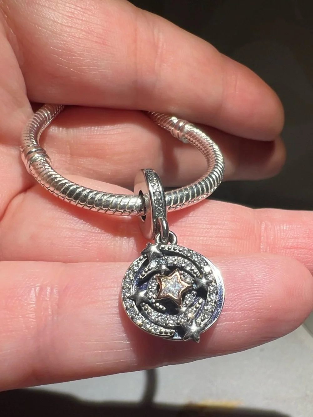 Two-tone Shooting Star Double Dangle Charm